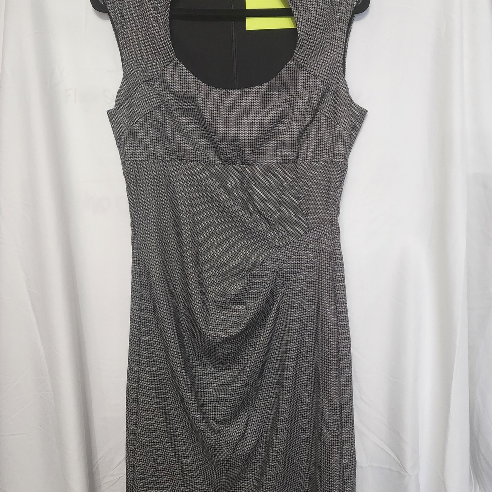 Le Chateau Black, White And Grey Houndstooth, Checked Bodicon Dress Office Goth